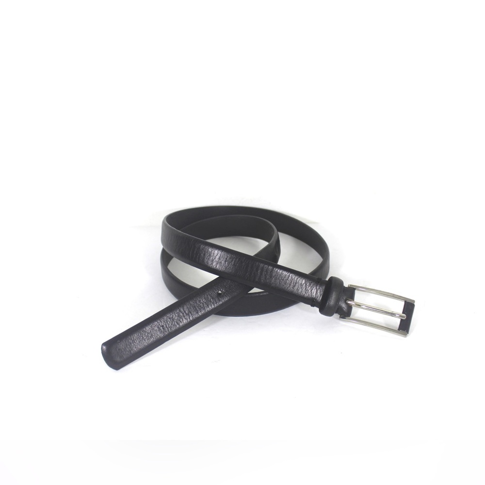 DANIER Black Leather Narrow Dress Belt
